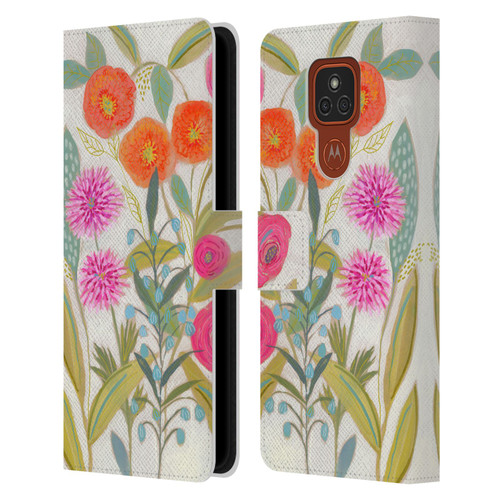 Suzanne Allard Floral Art Joyful Garden Plants Leather Book Wallet Case Cover For Motorola Moto E7 Plus