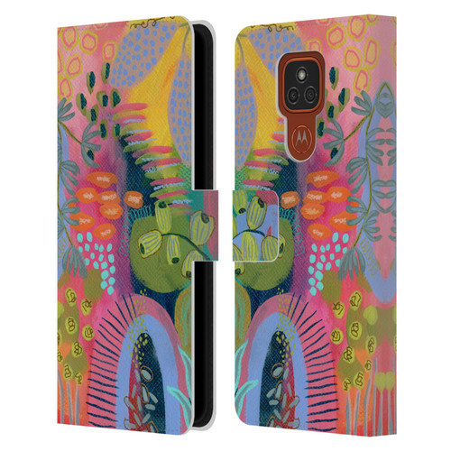Suzanne Allard Floral Art Seed Pod Leather Book Wallet Case Cover For Motorola Moto E7 Plus