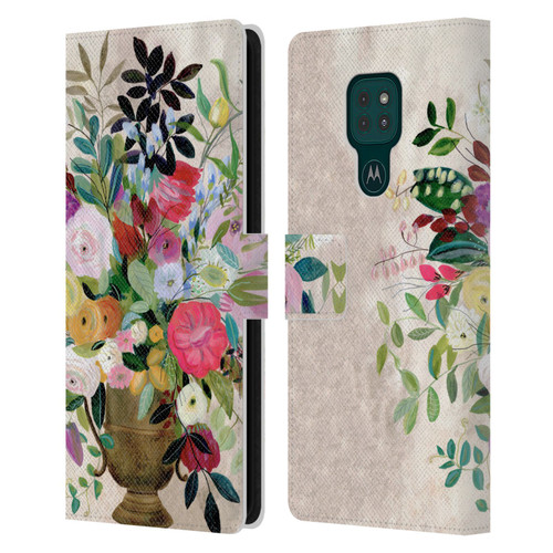 Suzanne Allard Floral Art Beauty Enthroned Leather Book Wallet Case Cover For Motorola Moto G9 Play