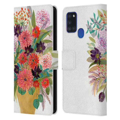 Suzanne Allard Floral Art Celebration Leather Book Wallet Case Cover For Samsung Galaxy A21s (2020)