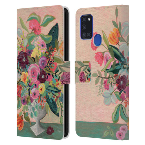 Suzanne Allard Floral Art Floral Centerpiece Leather Book Wallet Case Cover For Samsung Galaxy A21s (2020)