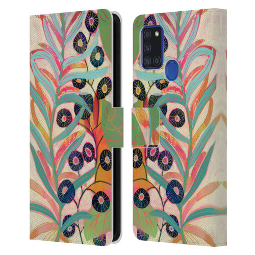 Suzanne Allard Floral Art Joyful Garden Flower Leather Book Wallet Case Cover For Samsung Galaxy A21s (2020)
