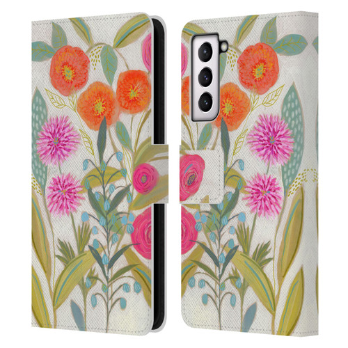 Suzanne Allard Floral Art Joyful Garden Plants Leather Book Wallet Case Cover For Samsung Galaxy S21 5G