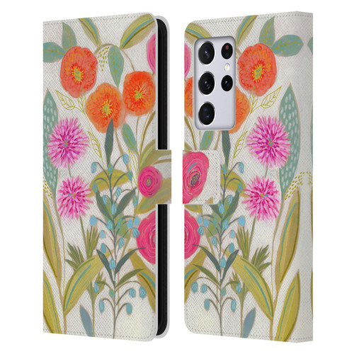 Suzanne Allard Floral Art Joyful Garden Plants Leather Book Wallet Case Cover For Samsung Galaxy S21 Ultra 5G