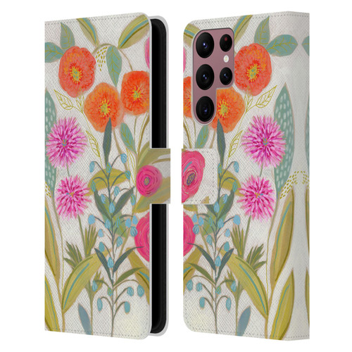 Suzanne Allard Floral Art Joyful Garden Plants Leather Book Wallet Case Cover For Samsung Galaxy S22 Ultra 5G