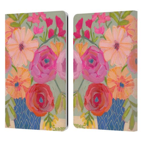 Suzanne Allard Floral Graphics Blue Diamond Leather Book Wallet Case Cover For Amazon Kindle Paperwhite 1 / 2 / 3