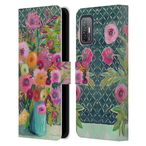 Suzanne Allard Floral Graphics Hope Springs Leather Book Wallet Case Cover For HTC Desire 21 Pro 5G