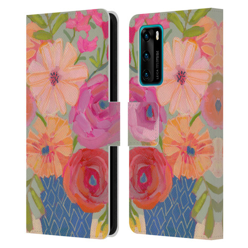 Suzanne Allard Floral Graphics Blue Diamond Leather Book Wallet Case Cover For Huawei P40 5G