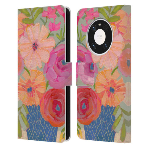 Suzanne Allard Floral Graphics Blue Diamond Leather Book Wallet Case Cover For Huawei Mate 40 Pro 5G