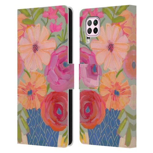 Suzanne Allard Floral Graphics Blue Diamond Leather Book Wallet Case Cover For Huawei Nova 6 SE / P40 Lite