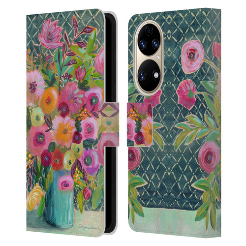 Suzanne Allard Floral Graphics Hope Springs Leather Book Wallet Case Cover For Huawei P50