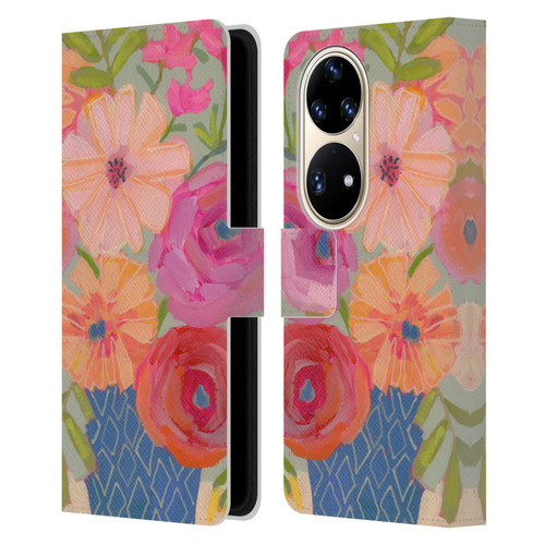 Suzanne Allard Floral Graphics Blue Diamond Leather Book Wallet Case Cover For Huawei P50 Pro