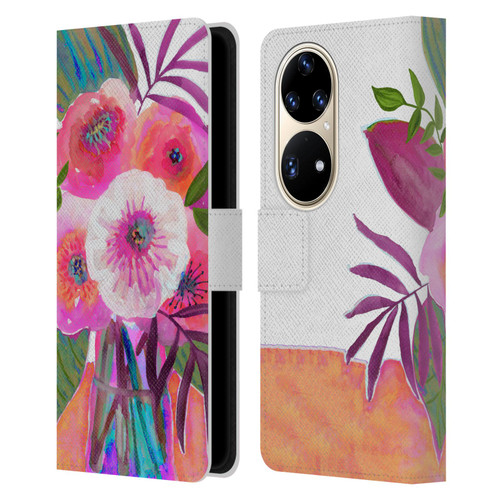 Suzanne Allard Floral Graphics Sunrise Bouquet Purples Leather Book Wallet Case Cover For Huawei P50 Pro