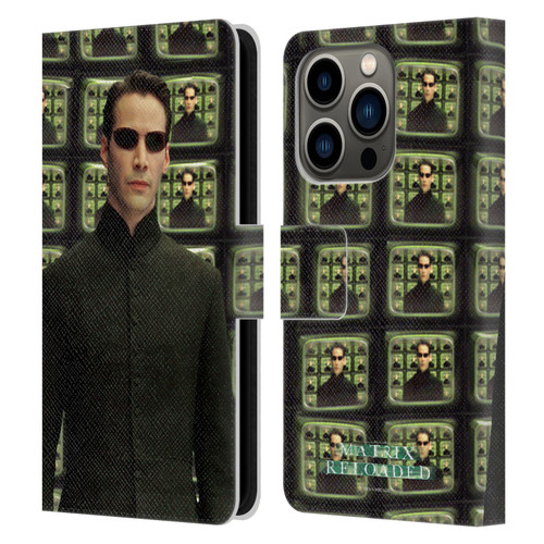 The Matrix Reloaded Key Art Neo 2 Leather Book Wallet Case Cover For Apple iPhone 14 Pro