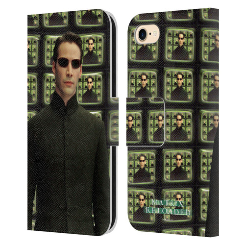 The Matrix Reloaded Key Art Neo 2 Leather Book Wallet Case Cover For Apple iPhone 7 / 8 / SE 2020 & 2022