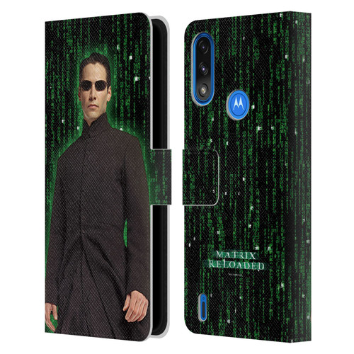 The Matrix Reloaded Key Art Neo 1 Leather Book Wallet Case Cover For Motorola Moto E7 Power / Moto E7i Power