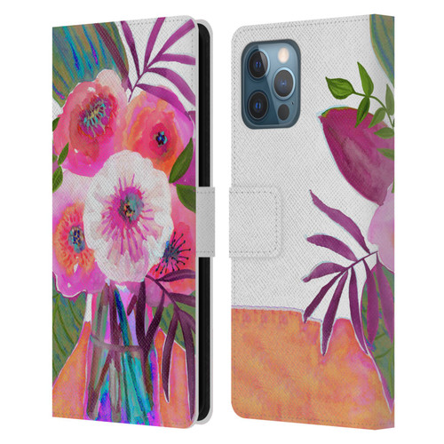 Suzanne Allard Floral Graphics Sunrise Bouquet Purples Leather Book Wallet Case Cover For Apple iPhone 12 Pro Max