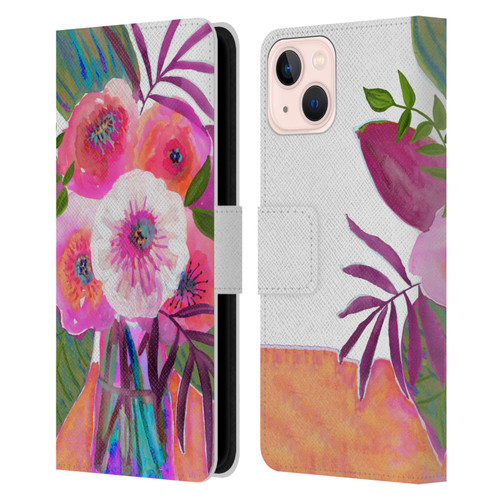 Suzanne Allard Floral Graphics Sunrise Bouquet Purples Leather Book Wallet Case Cover For Apple iPhone 13