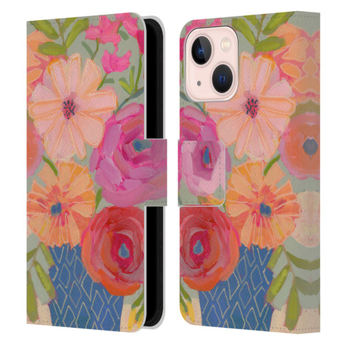 Suzanne Allard Floral Graphics Blue Diamond Leather Book Wallet Case Cover For Apple iPhone 13 Mini