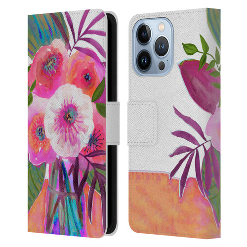 Suzanne Allard Floral Graphics Sunrise Bouquet Purples Leather Book Wallet Case Cover For Apple iPhone 13 Pro