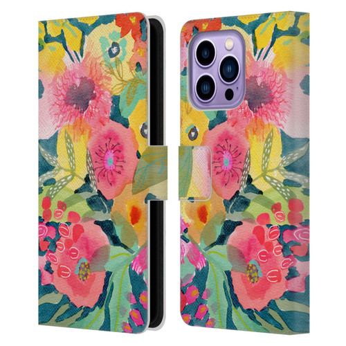 Suzanne Allard Floral Graphics Delightful Leather Book Wallet Case Cover For Apple iPhone 14 Pro Max