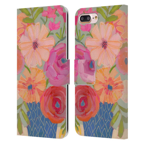 Suzanne Allard Floral Graphics Blue Diamond Leather Book Wallet Case Cover For Apple iPhone 7 Plus / iPhone 8 Plus