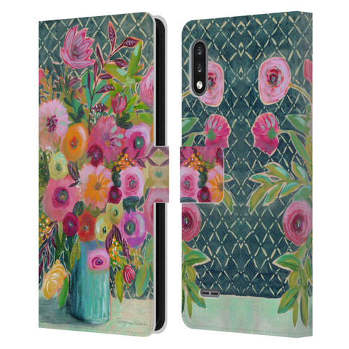Suzanne Allard Floral Graphics Hope Springs Leather Book Wallet Case Cover For LG K22