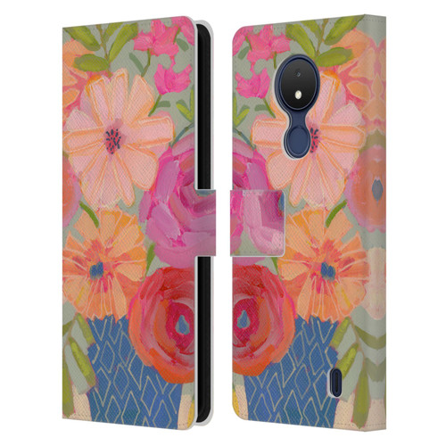 Suzanne Allard Floral Graphics Blue Diamond Leather Book Wallet Case Cover For Nokia C21