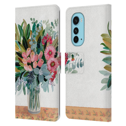 Suzanne Allard Floral Graphics Magnolia Surrender Leather Book Wallet Case Cover For Motorola Edge (2022)