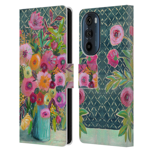 Suzanne Allard Floral Graphics Hope Springs Leather Book Wallet Case Cover For Motorola Edge 30