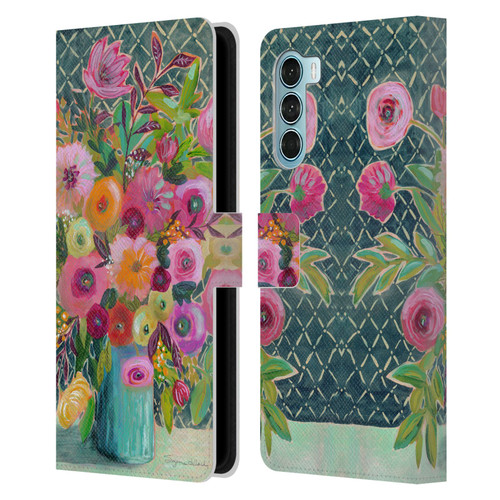 Suzanne Allard Floral Graphics Hope Springs Leather Book Wallet Case Cover For Motorola Edge S30 / Moto G200 5G