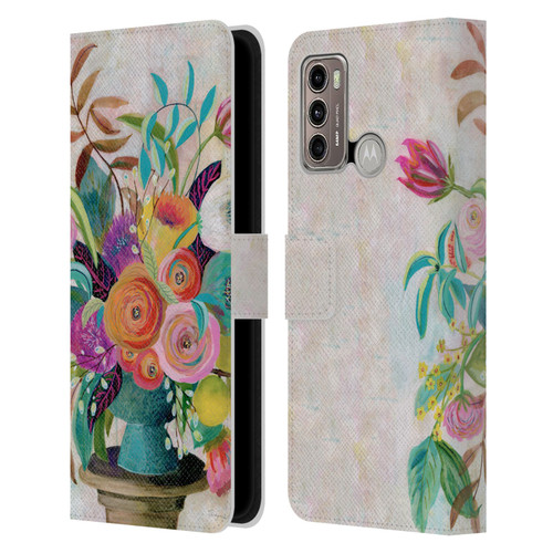 Suzanne Allard Floral Graphics Charleston Glory Leather Book Wallet Case Cover For Motorola Moto G60 / Moto G40 Fusion