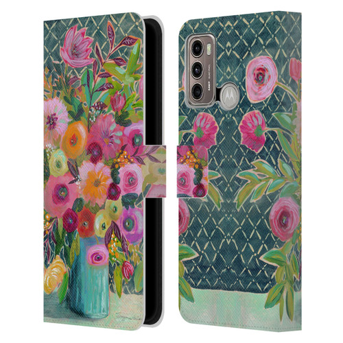 Suzanne Allard Floral Graphics Hope Springs Leather Book Wallet Case Cover For Motorola Moto G60 / Moto G40 Fusion
