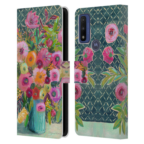 Suzanne Allard Floral Graphics Hope Springs Leather Book Wallet Case Cover For Motorola G Pure