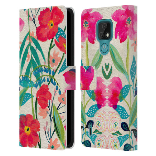 Suzanne Allard Floral Graphics Garden Party Leather Book Wallet Case Cover For Motorola Moto E7