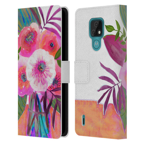 Suzanne Allard Floral Graphics Sunrise Bouquet Purples Leather Book Wallet Case Cover For Motorola Moto E7