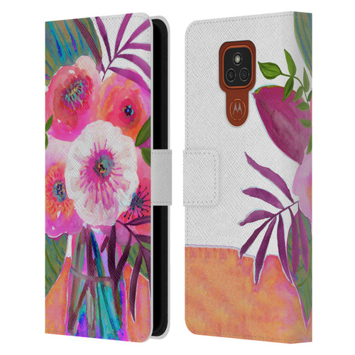 Suzanne Allard Floral Graphics Sunrise Bouquet Purples Leather Book Wallet Case Cover For Motorola Moto E7 Plus