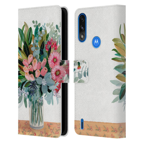 Suzanne Allard Floral Graphics Magnolia Surrender Leather Book Wallet Case Cover For Motorola Moto E7 Power / Moto E7i Power