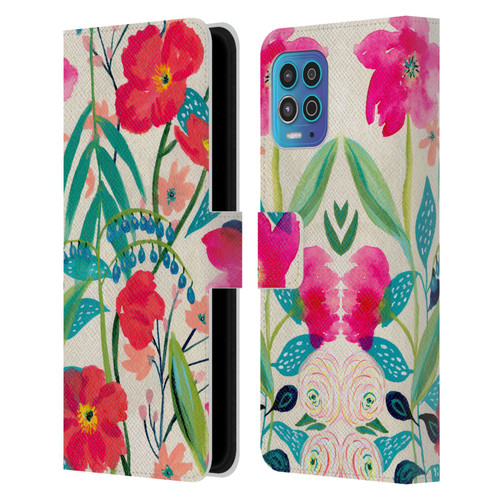 Suzanne Allard Floral Graphics Garden Party Leather Book Wallet Case Cover For Motorola Moto G100