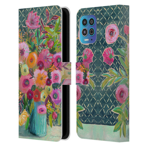 Suzanne Allard Floral Graphics Hope Springs Leather Book Wallet Case Cover For Motorola Moto G100