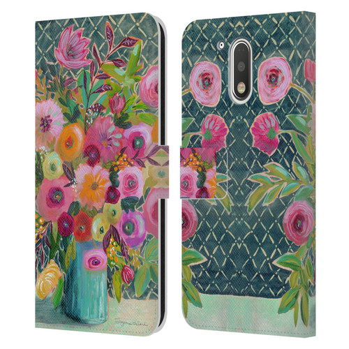 Suzanne Allard Floral Graphics Hope Springs Leather Book Wallet Case Cover For Motorola Moto G41