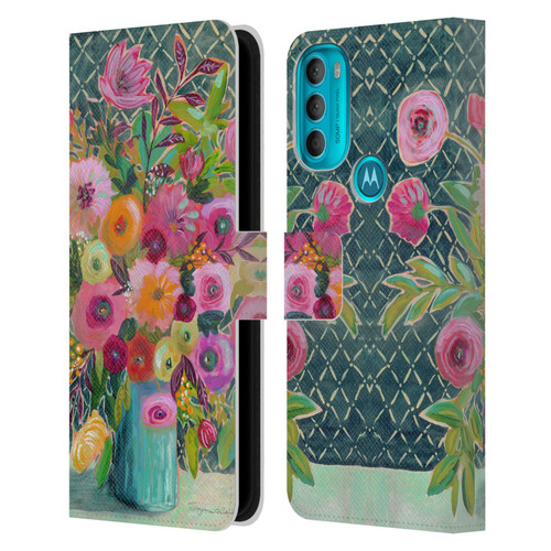 Suzanne Allard Floral Graphics Hope Springs Leather Book Wallet Case Cover For Motorola Moto G71 5G