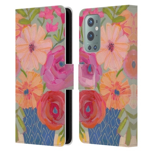 Suzanne Allard Floral Graphics Blue Diamond Leather Book Wallet Case Cover For OnePlus 9