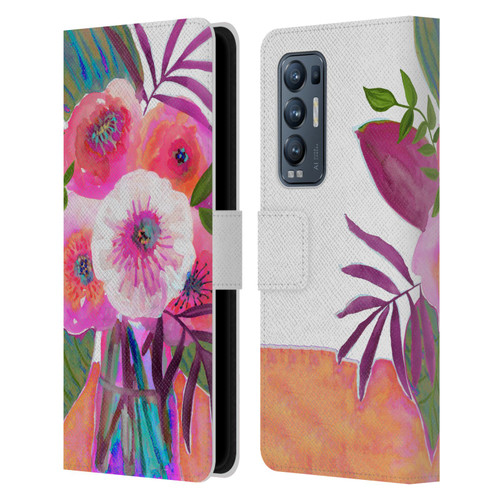 Suzanne Allard Floral Graphics Sunrise Bouquet Purples Leather Book Wallet Case Cover For OPPO Find X3 Neo / Reno5 Pro+ 5G