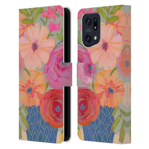 Suzanne Allard Floral Graphics Blue Diamond Leather Book Wallet Case Cover For OPPO Find X5