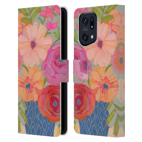 Suzanne Allard Floral Graphics Blue Diamond Leather Book Wallet Case Cover For OPPO Find X5 Pro