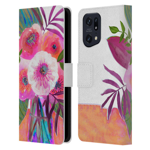 Suzanne Allard Floral Graphics Sunrise Bouquet Purples Leather Book Wallet Case Cover For OPPO Find X5