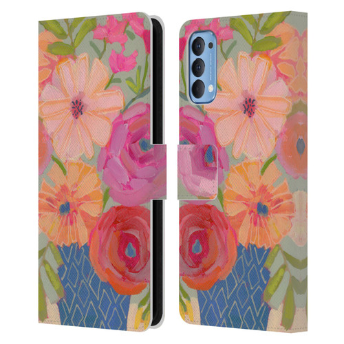 Suzanne Allard Floral Graphics Blue Diamond Leather Book Wallet Case Cover For OPPO Reno 4 5G