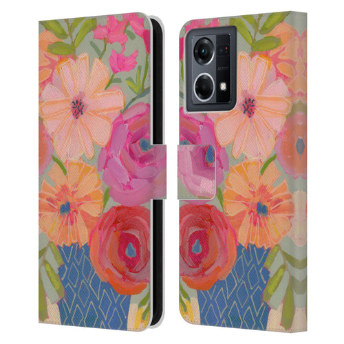 Suzanne Allard Floral Graphics Blue Diamond Leather Book Wallet Case Cover For OPPO Reno8 4G