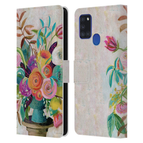 Suzanne Allard Floral Graphics Charleston Glory Leather Book Wallet Case Cover For Samsung Galaxy A21s (2020)